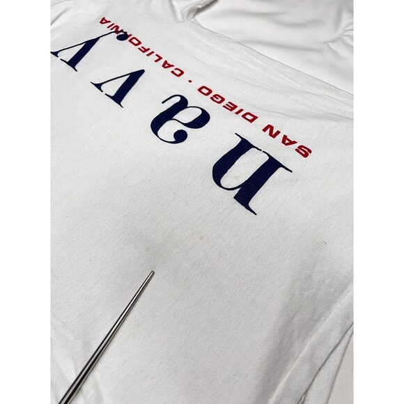 90s Nike X Navy White Single Stitch Graphic T Shirt Sz M - Picture 6 of 10